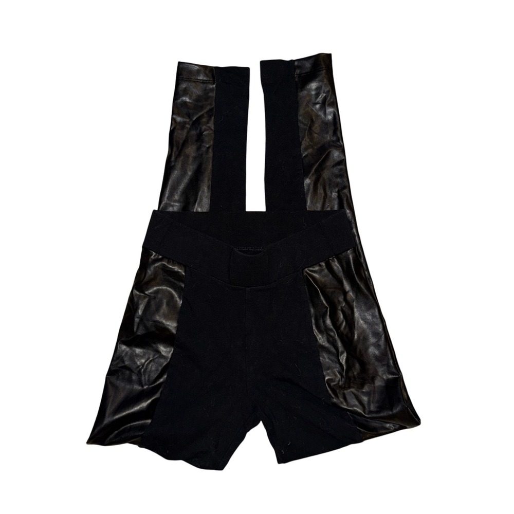 Old Navy Women's Black Faux Leather Panel Leggings Athleisure‎